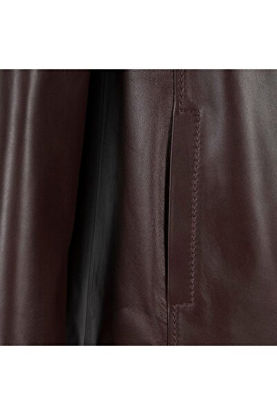 Desa Women's Brown Shirt Collar Leather Jacket