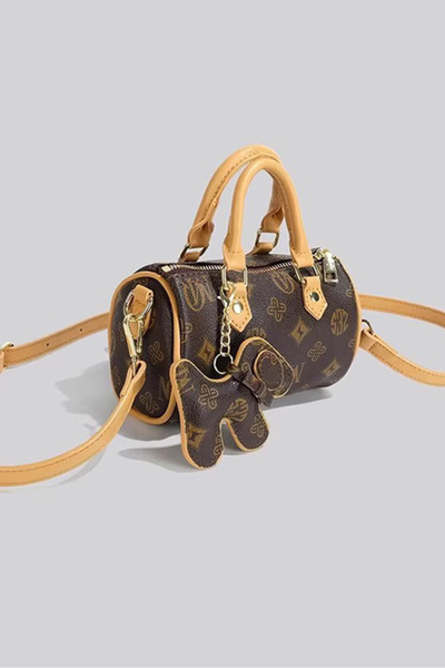 Louis Vettriano Women's Nano Style Small Crossbody Duffel Bag with Dog Charm Mini Handbag CrossbodyBag