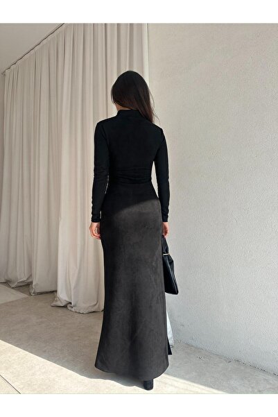 Mooi Butik Marly Suede Dress 8743 - Black