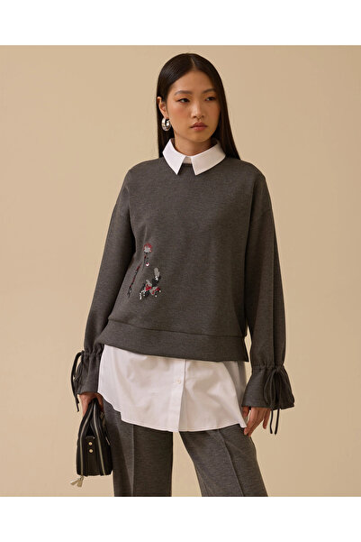 SCL Embroidered Sweatshirt with Inner Shirt