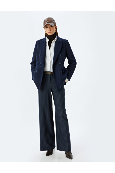 Koton 5wak40063ew 7s0 Pantaloni țesuți pentru femei, albastru bleumarin