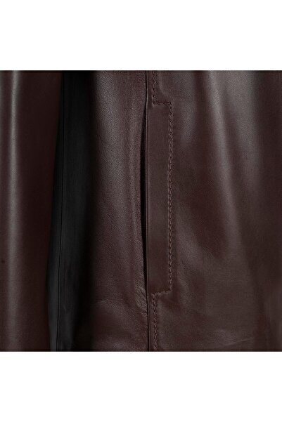 Desa Women's Brown Shirt Collar Leather Jacket