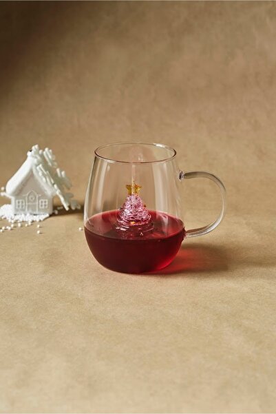 Karaca New Year Yılbaşı Pink Pine Tree Cam Kupa 440 ml