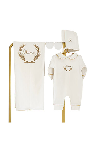 Mis Bebe Minik İnsanların Sarayı Combed Cotton Fabric Gold Piped Spike Patter...