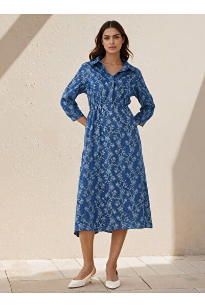 FAV فستان قميص متوسط الطول بطبعة زهور