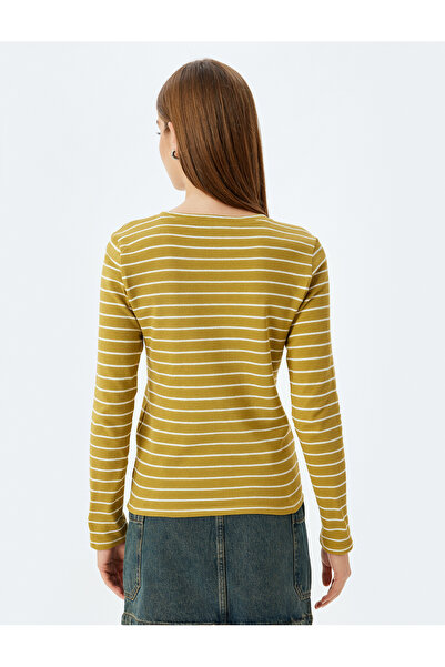 Koton Crew Neck Cotton Long Sleeve Striped T-Shirt