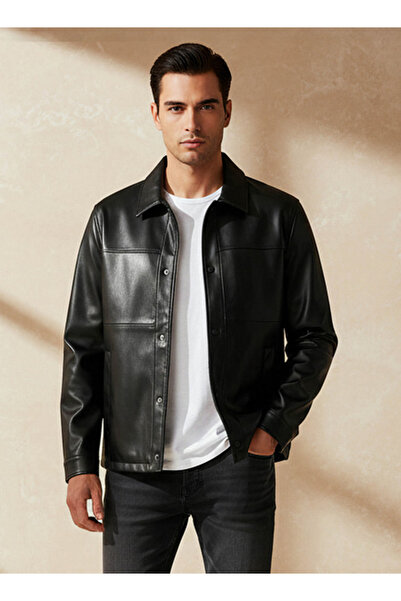 Iconic Men Regular Fit Button Through Biker Jacket