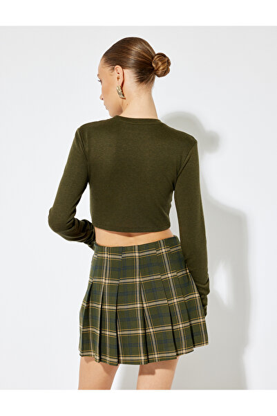 Koton Crew Neck Comfortable Fit Long Sleeve Crop Bodysuit