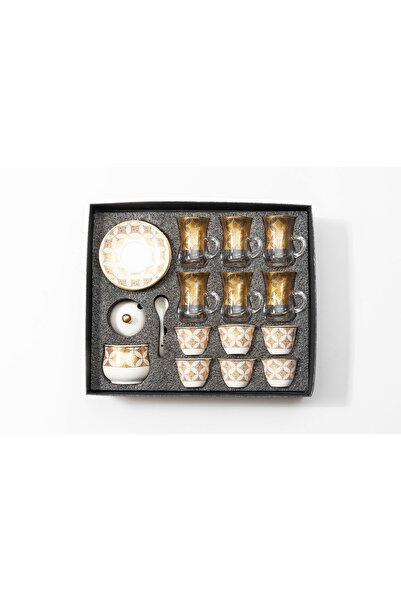 Bin Shihon طقم فناجيل قهوة وشاي 21 قطعة