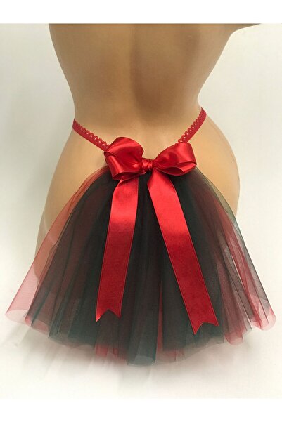 MadyaButik New Year, Christmas, Green Velvet Thong Model with Tulle Bow Detail on the Back