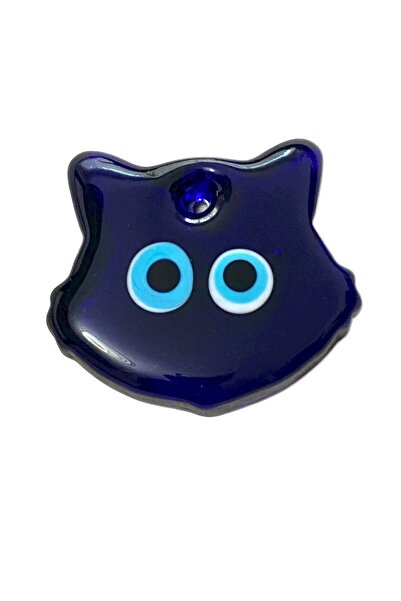 312 KONSEPT Paşabahçe Cat-Shaped Glass Evil Eye Bead Tree and Wall Decoration 8.5X7 cm