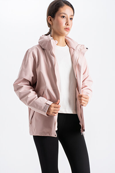 Ecrou Women's K Hooded Coat with Chest Pocket and Fleece Inside A96888