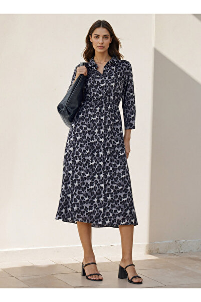 FAV فستان قميص متوسط الطول بطبعة حيوانية