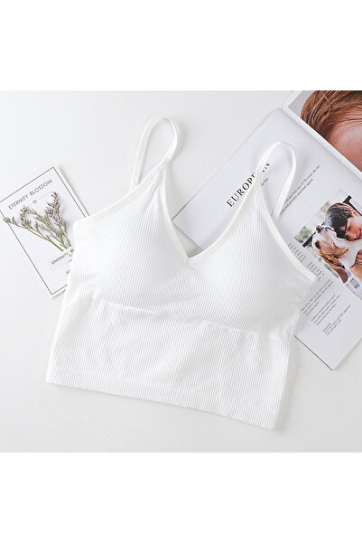 Eces Design Kadın İnce Askılı Crop Atlet – Soft Dokulu Rahat Bralet Üst W1011