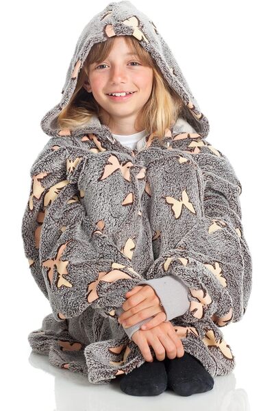 Kanguru Hoodie Blanket with Sleeves, Wearable Blanket for Adults, 90 x 95 cm