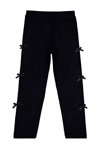 Civil Girls Bowknot Tights for Ages 6-9 - Black 6-7 Years