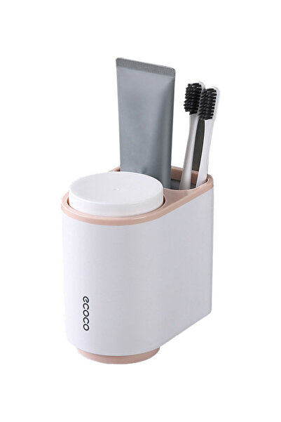 HALAMODO حامل فرشاة أسنان مغناطيسي باللونين الوردي والأبيض، أبعاده 5.11×4.33×...