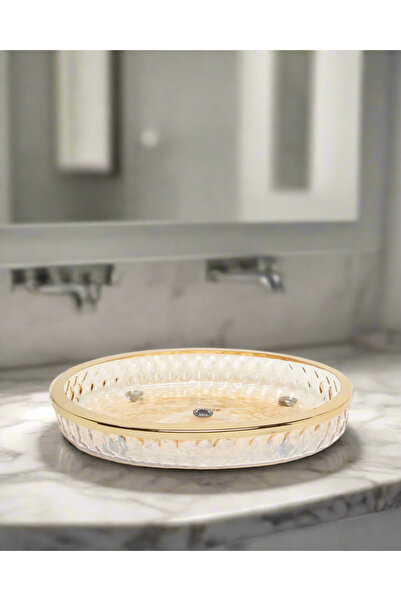 REDTAG Gold Textured Oval Glass Amenity Tray