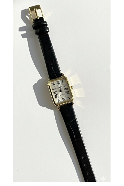 QUARTZ Minimal Deri Kordon Kadın Saat, Gold Renk Vintage Kol Saati