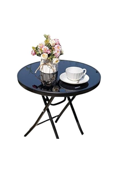 WDA Folding Iron Table, 80 Square Metres, Black.