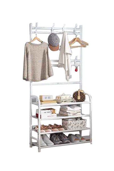 HALAMODO رف أحذية أبيض متعدد الطبقات 80x25.5x152.5 سم