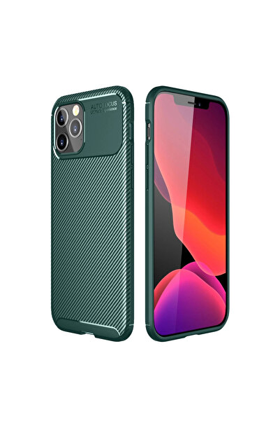 eco port غطاء حماية من الكربون لهاتف آيفون 11 برو ماكس - أخضر مع حماية للكامي...