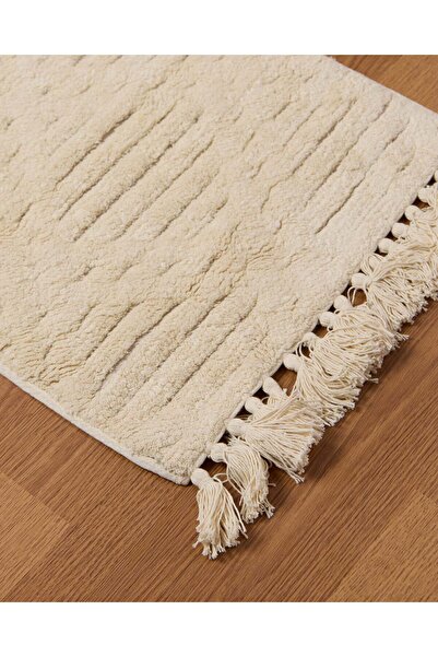 REDTAG Cream Textured With Tassel Bathmat