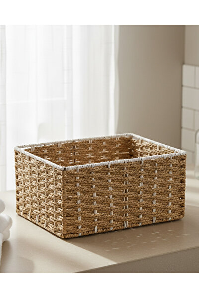 REDTAG Beige Rectangle Textured Storage Basket (L)