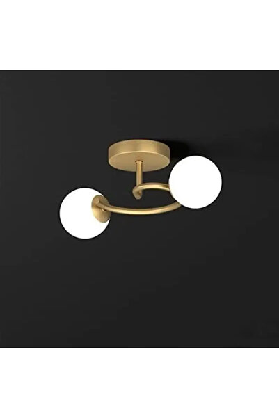 luminastar Circular chandelier with 2 white glass globes, E27 socket, gold body, Ø51 cm