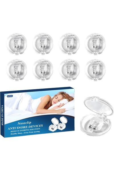 Yelajoy 8 قطع من أجهزة منع الشخير أثناء النوم، مشبك أنف من السيليكون لمنع الشخير، مساعدات كتم الصوت وإيقاف الشخير