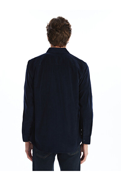 LC Waikiki SOUTHBLUE Синя Regular Fit Довгорукавна оксамитова чоловіча сорочка