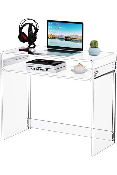 Slasa Clear Acrylic Desk Table for Home Office, Console & Entryway (85x40x75 cm)