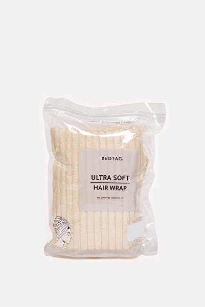 REDTAG Beige Ribbed Ultra Soft Hair Wrap (Double Layer)