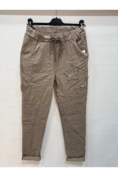 della moor Γυναικείο παντελόνι βιζόν ιταλικό με σχέδιο αστέρι L ελαστικό ύφασμα