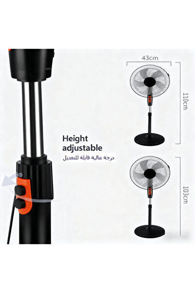 YESMAX 16 Inch Pedestal Floor Fan Electric Stand Fan Strong Wind for Room (Button switch)