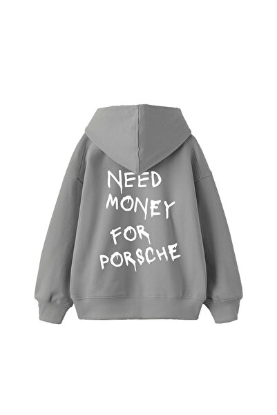 Bak Moda Χρειάζεται χρήματα για το Porsche με τύπωμα oversized Unisex Grey Ho...