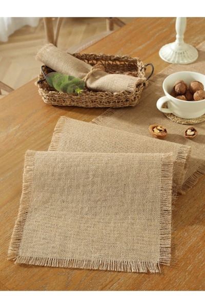 KÜTÜKhouse Püsküllü Jüt Yemek Masası Set