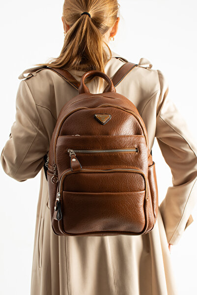 MEGA ÇANTA Soft Leather Women's Backpack Multi-Pocket