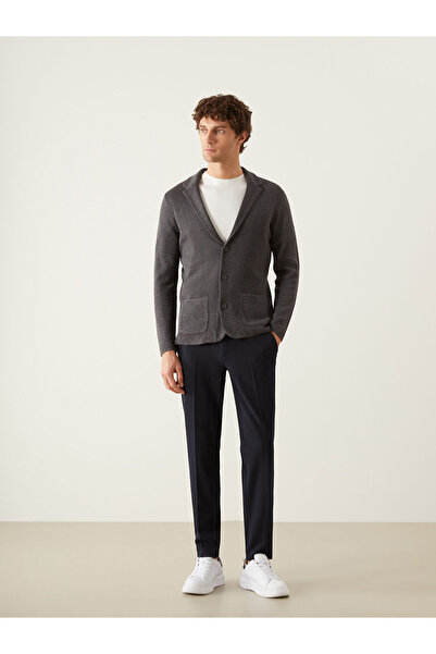 LC Waikiki Ανδρική ζακέτα πλεκτή με γιακά σάλι από ανθρακί τυπικής κατασκευής