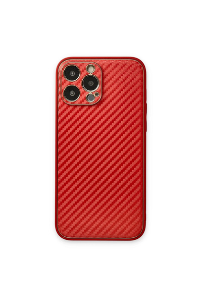 Marsilyan حافظة آيفون 13 برو ماكس من الكربون السيليكون كوكو - أحمر