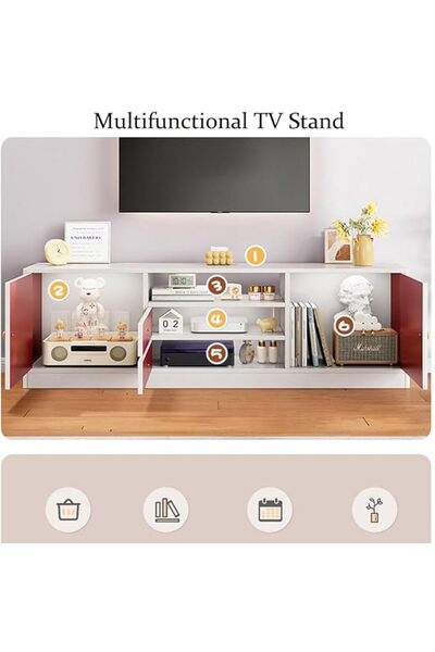 KEKE Modern Design TV Stand with Cabinets, Drawers and Storage 140cm