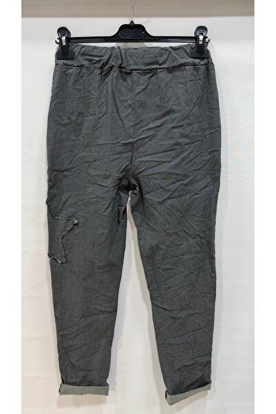 della moor Women's Anthracite Italian Star Patterned L Stretch Fabric Trousers