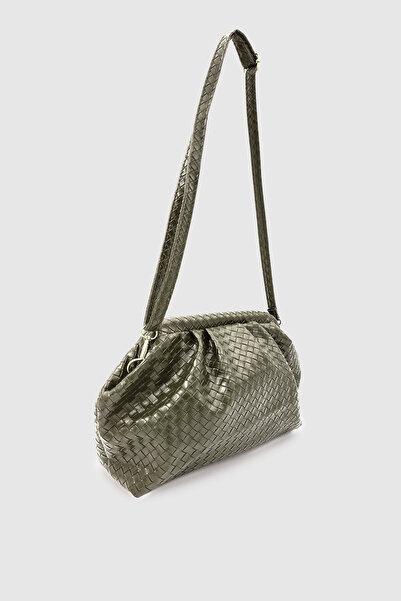 Wuclo Arvia Knitted Pattern Soft Form Adjustable Crossbody Strap Handbag Khaki