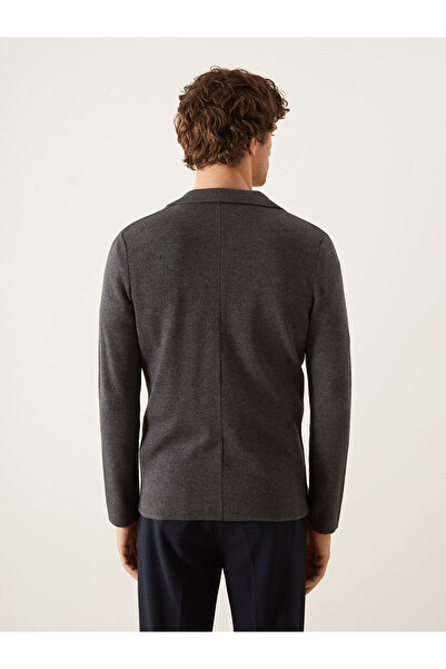 LC Waikiki Ανδρική ζακέτα πλεκτή με γιακά σάλι από ανθρακί τυπικής κατασκευής