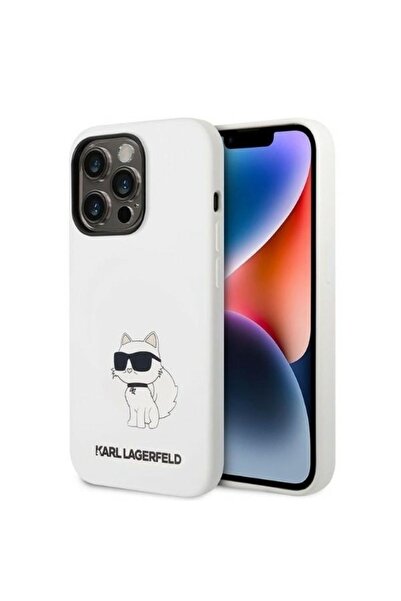 Karl Lagerfeld Калъф за iPhone 14 Pro, Силиконов, Бял