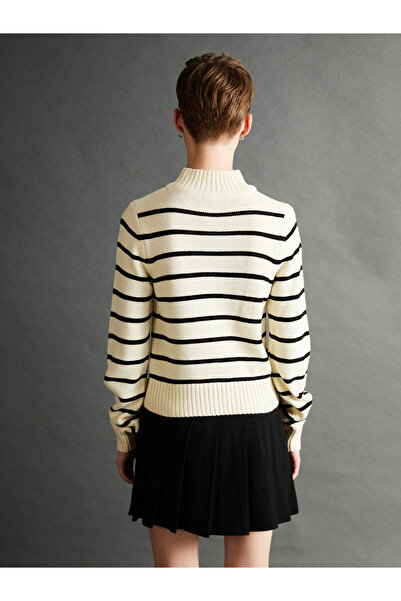 LC Waikiki Half Turtleneck Striped Long Sleeve Women's Knitwear Sweater