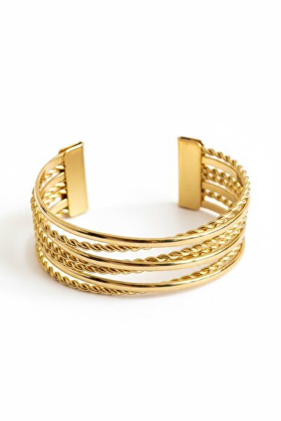 TAKIŞTIR Gold Color Metal Clamp Bracelet
