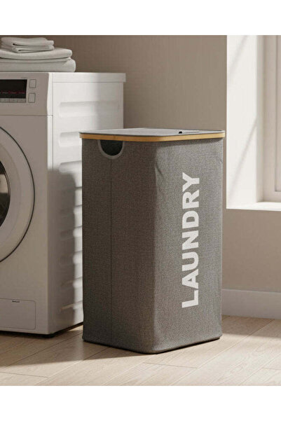 REDTAG Grey Rectangle Hamper With Lid