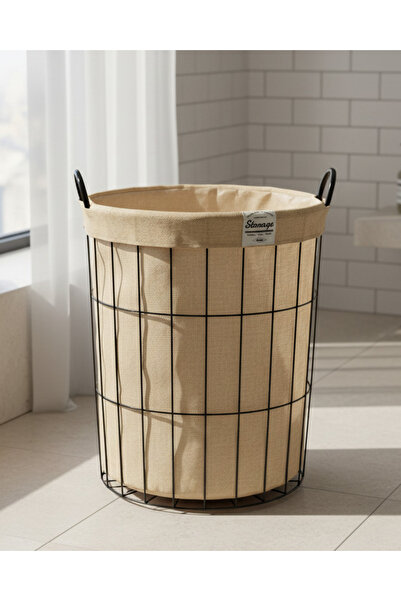 REDTAG سلة غسيل معدنية دائرية باللون البيج
