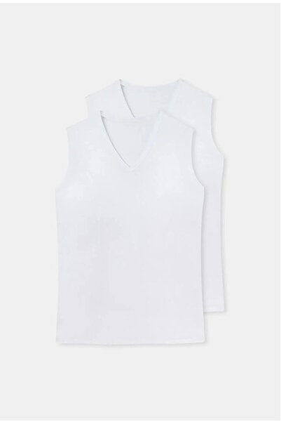 Dagi Erkek % 100 Pamuk V Yaka Kolsuz 2'li Atlet